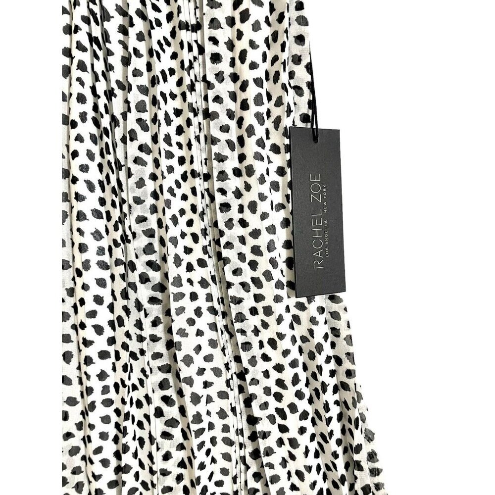 Rachel Zoe Black And White Splatter Print Midi Chiffon Skirt SZ L NWT - Picture 5 of 9